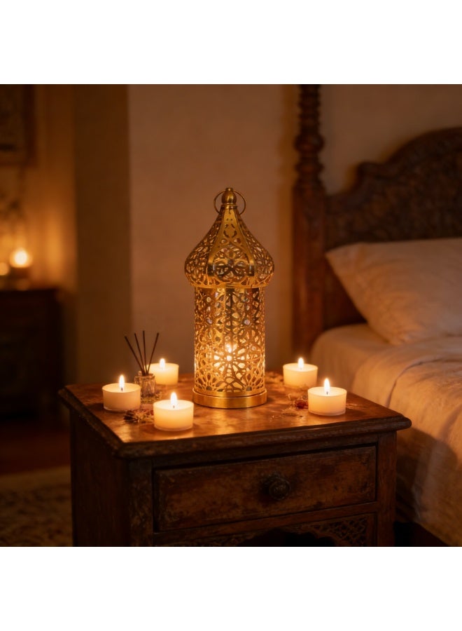 Luxury Golden Moroccan Lantern – Intricate Openwork Metal Lamp for Ramadan Decor, Eid Celebrations, Wedding Centerpieces & Home Ambience（YB-22-M） - Image 3